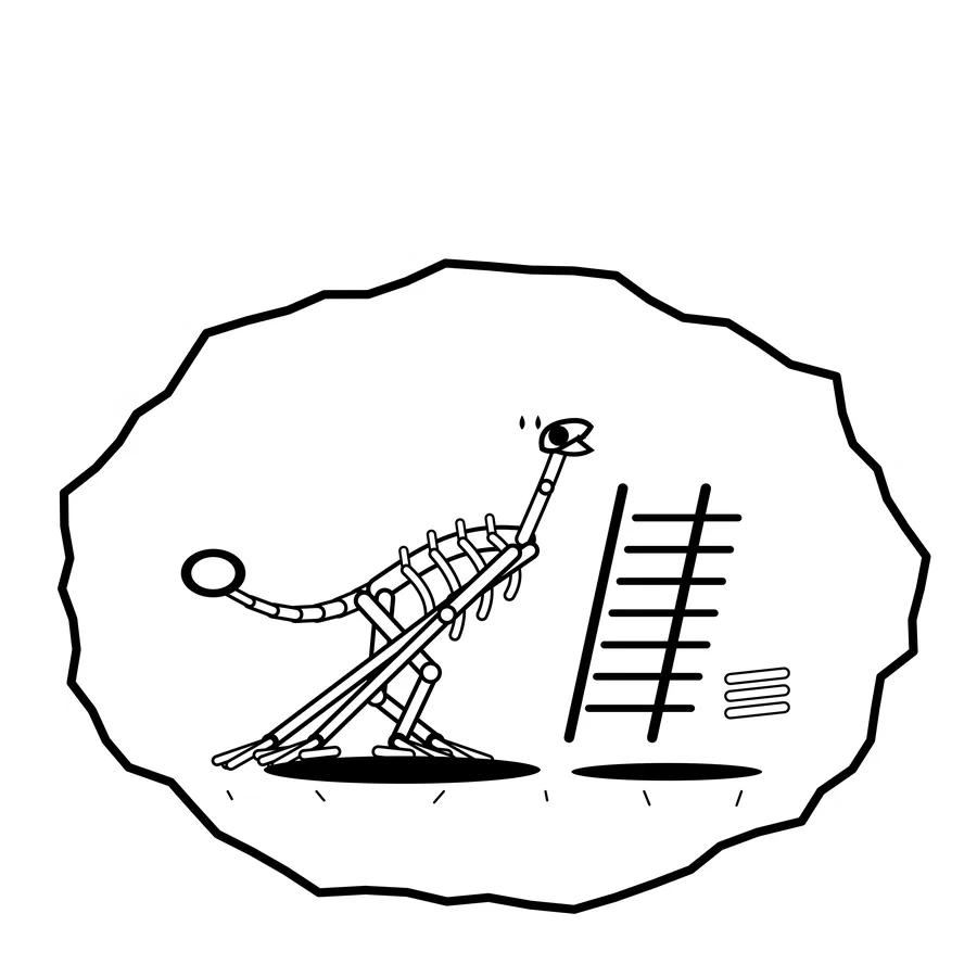 Bone ladder — Mishap dinosaur sticker, Extinction Fails collection
