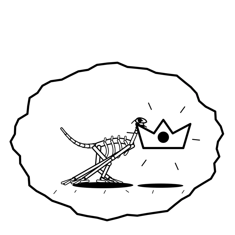 Crown too heavy — Mishap dinosaur sticker, Extinction Fails collection