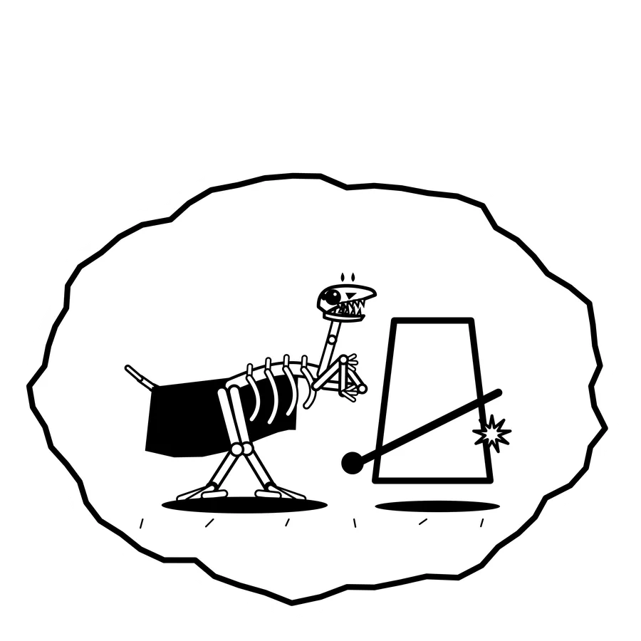 Levered monolith — Mishap dinosaur sticker, Extinction Fails collection