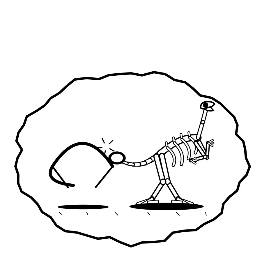 Tail jump rope — Mishap dinosaur sticker, Extinction Fails collection