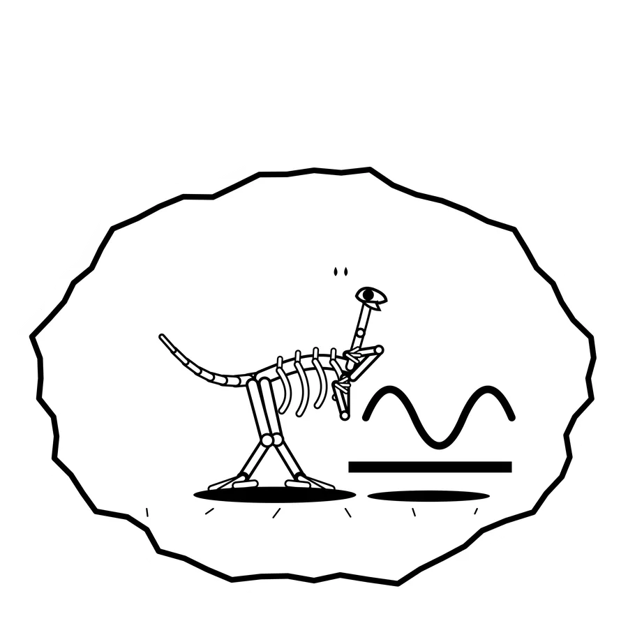 Spine as spring — Mishap dinosaur sticker, Extinction Fails collection