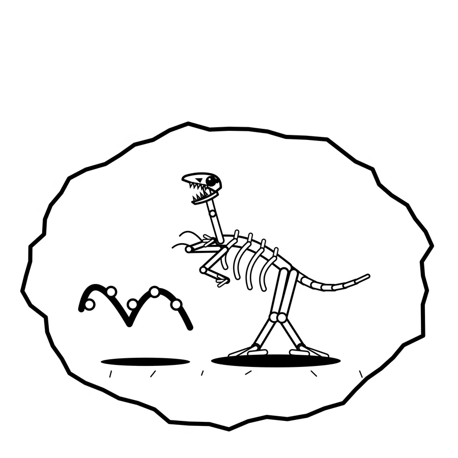 Arms in a knot — Mishap dinosaur sticker, Extinction Fails collection