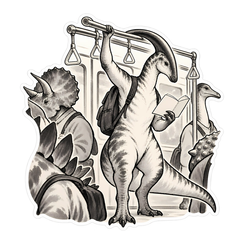 Parasaurolophus, The crowded subway dinosaur sticker