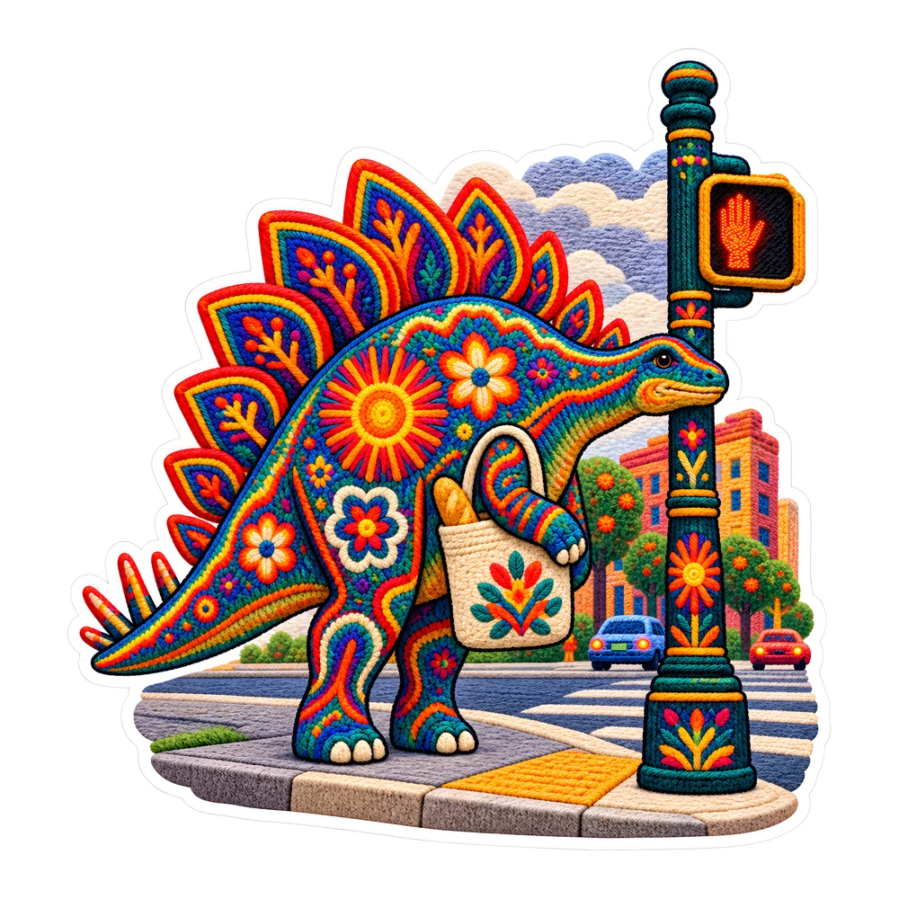 Stegosaurus, Waiting at the crosswalk dinosaur sticker