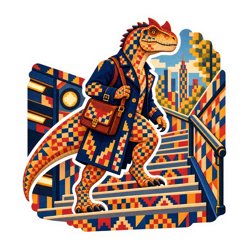 Allosaurus, Walking up the subway stairs dinosaur sticker