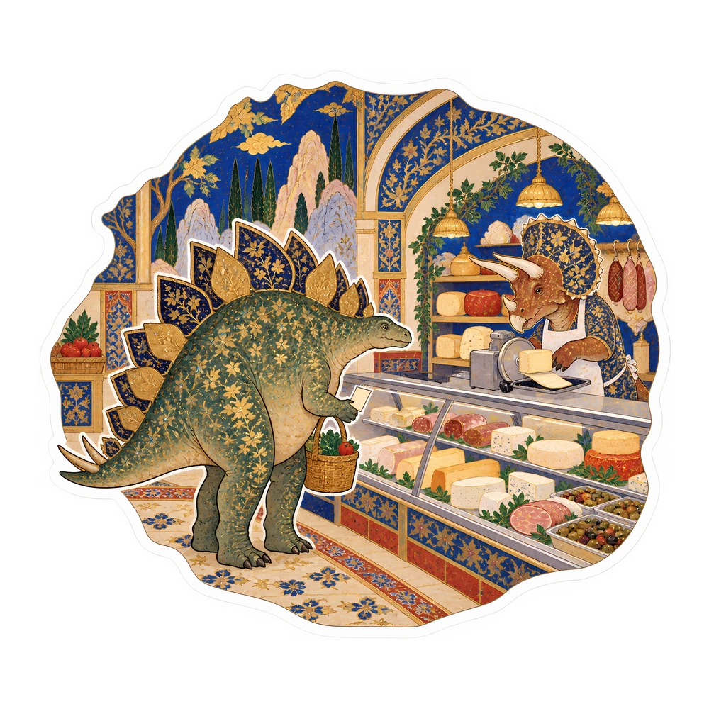 Stegosaurus, At the deli counter dinosaur sticker