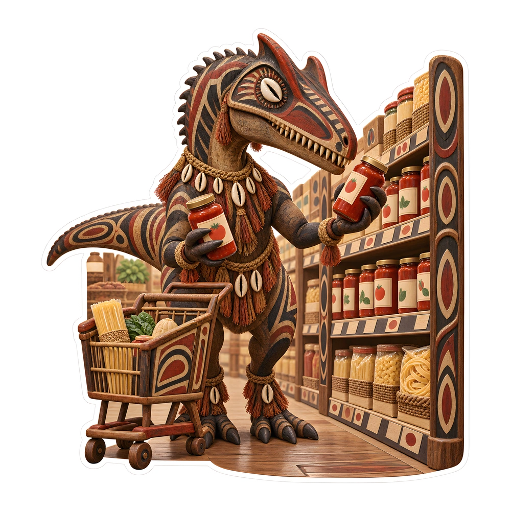 Allosaurus, Comparing pasta sauces dinosaur sticker