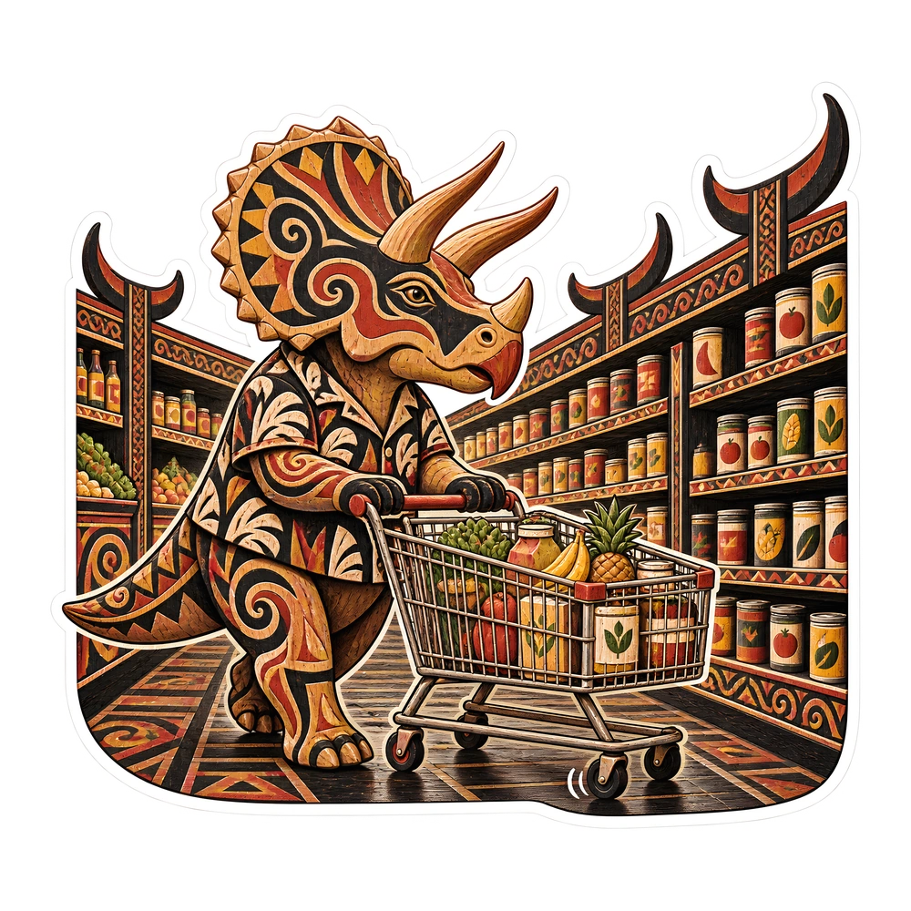 Triceratops, The squeaky grocery cart dinosaur sticker