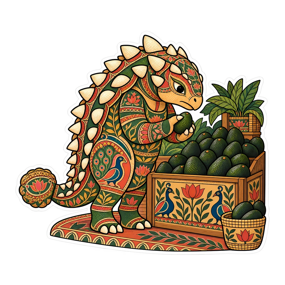 Ankylosaurus, Testing an avocado dinosaur sticker