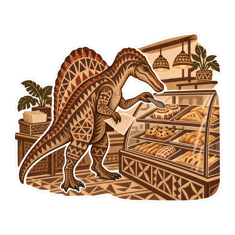 Spinosaurus, At the bakery case dinosaur sticker
