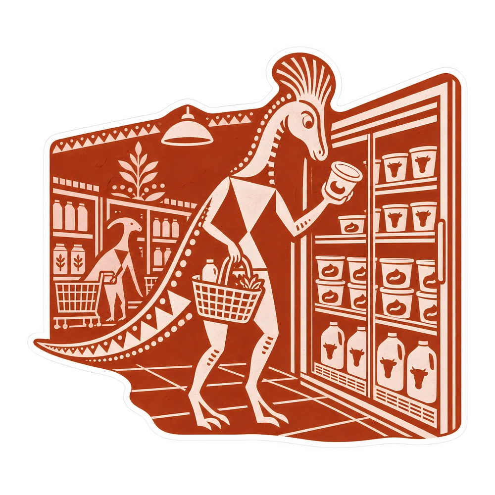 Corythosaurus, Checking the expiration date dinosaur sticker