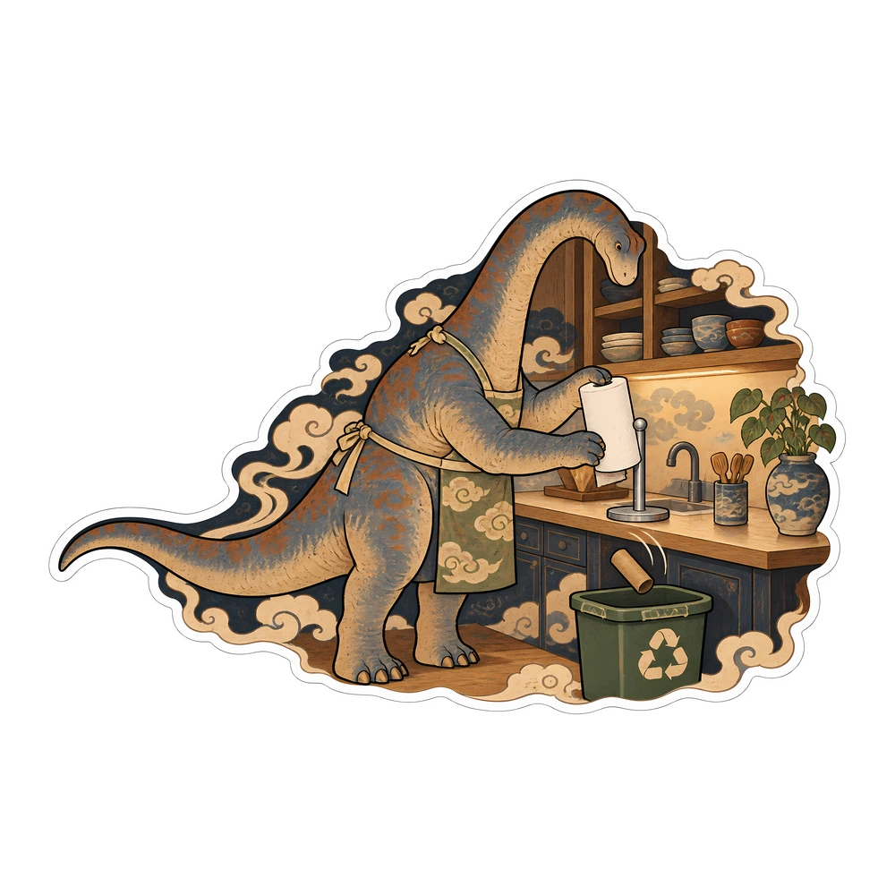 Brachiosaurus, Replacing the paper towel roll dinosaur sticker
