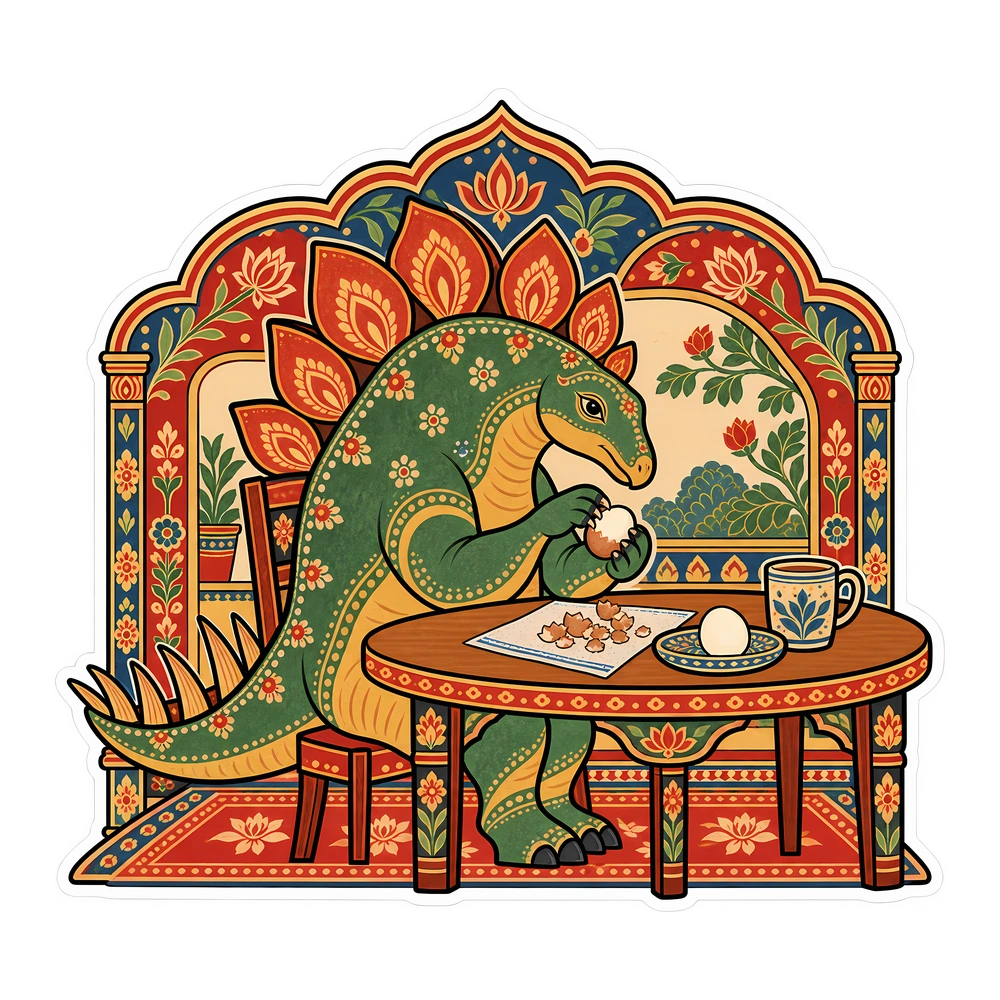 Stegosaurus, Peeling a hard-boiled egg dinosaur sticker