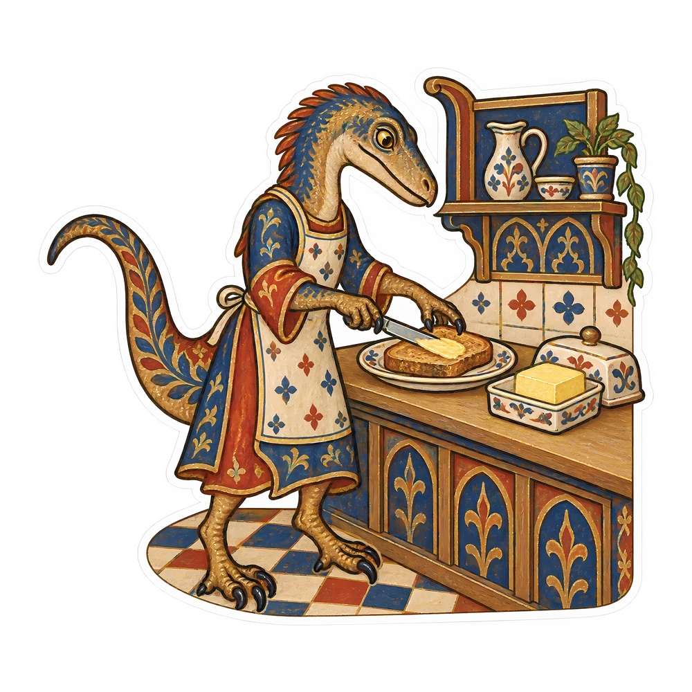 Velociraptor, Spreading butter on toast dinosaur sticker