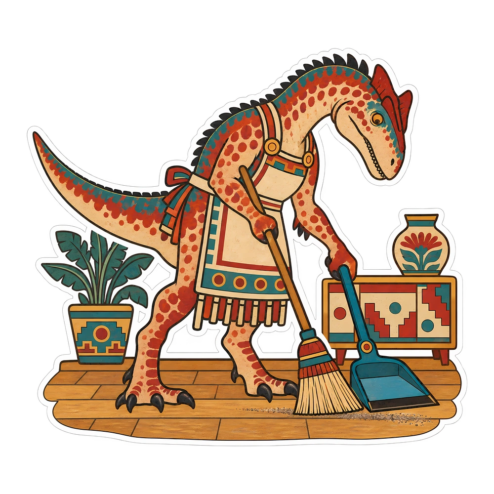 Allosaurus, And the last dustpan line dinosaur sticker