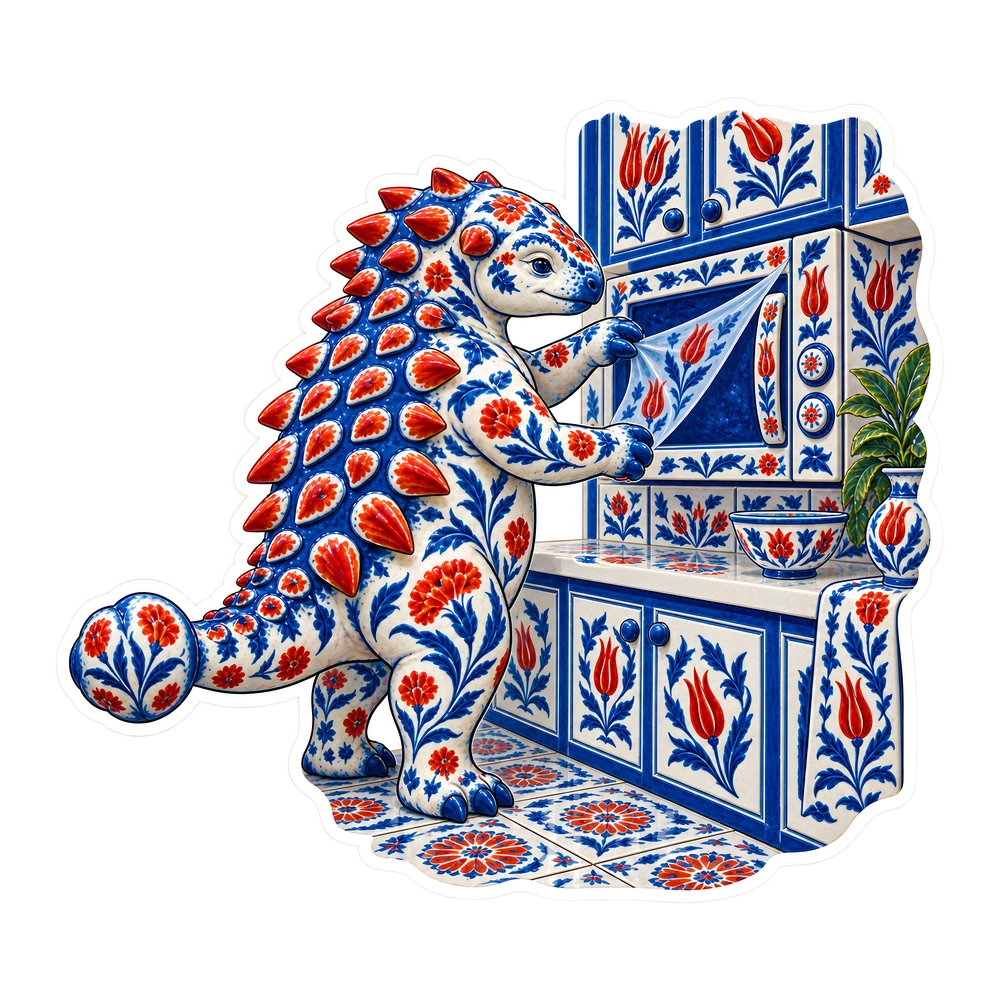 Ankylosaurus, Peeling off the protective film dinosaur sticker