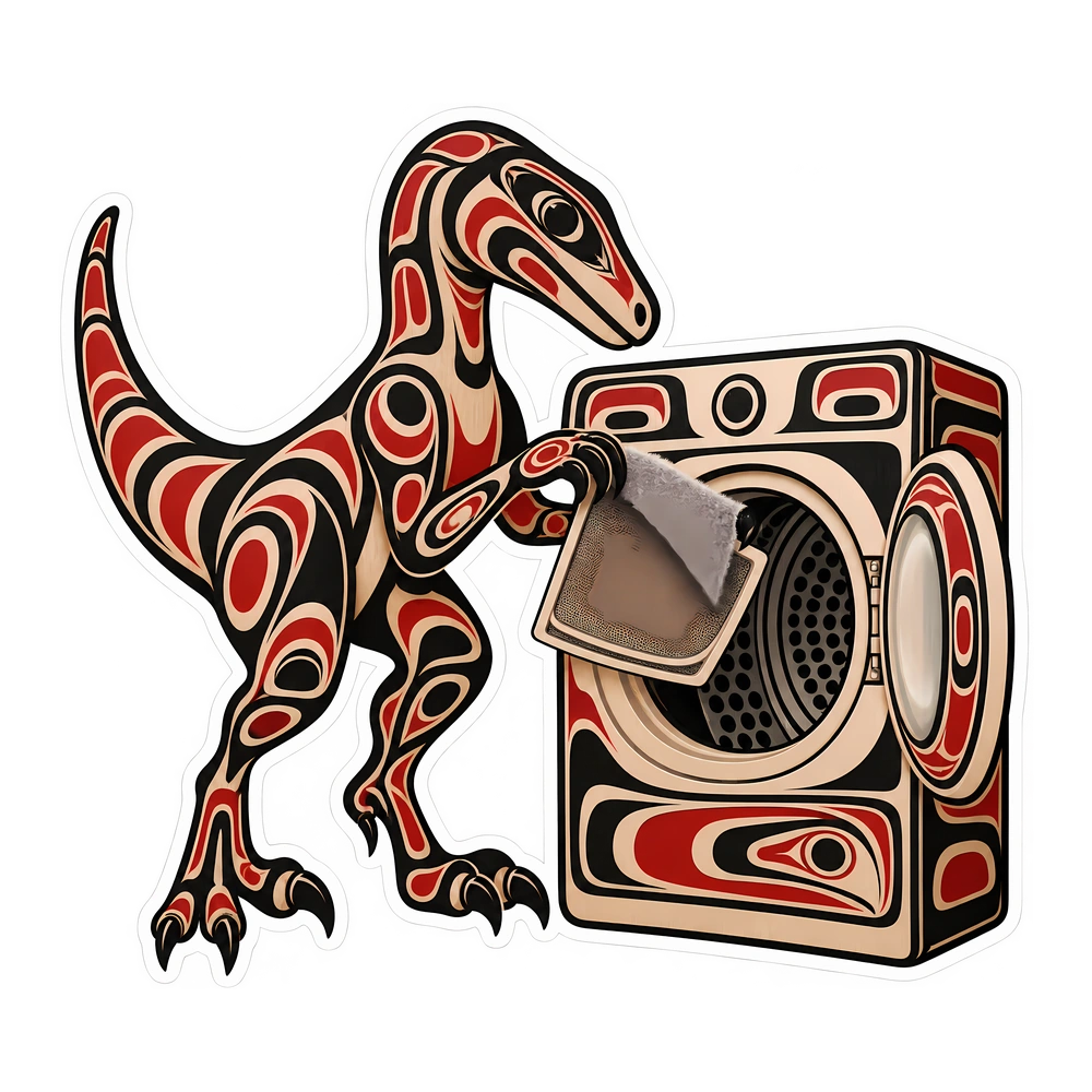 Velociraptor, Cleaning the dryer lint screen dinosaur sticker