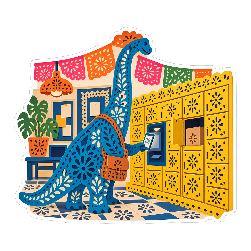 Brachiosaurus, Collecting a parcel dinosaur sticker