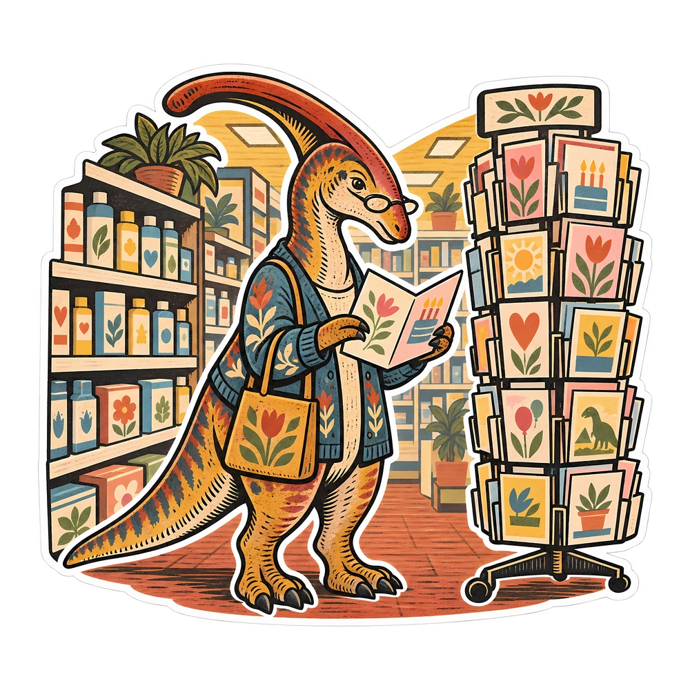 Parasaurolophus, Choosing a greeting card dinosaur sticker