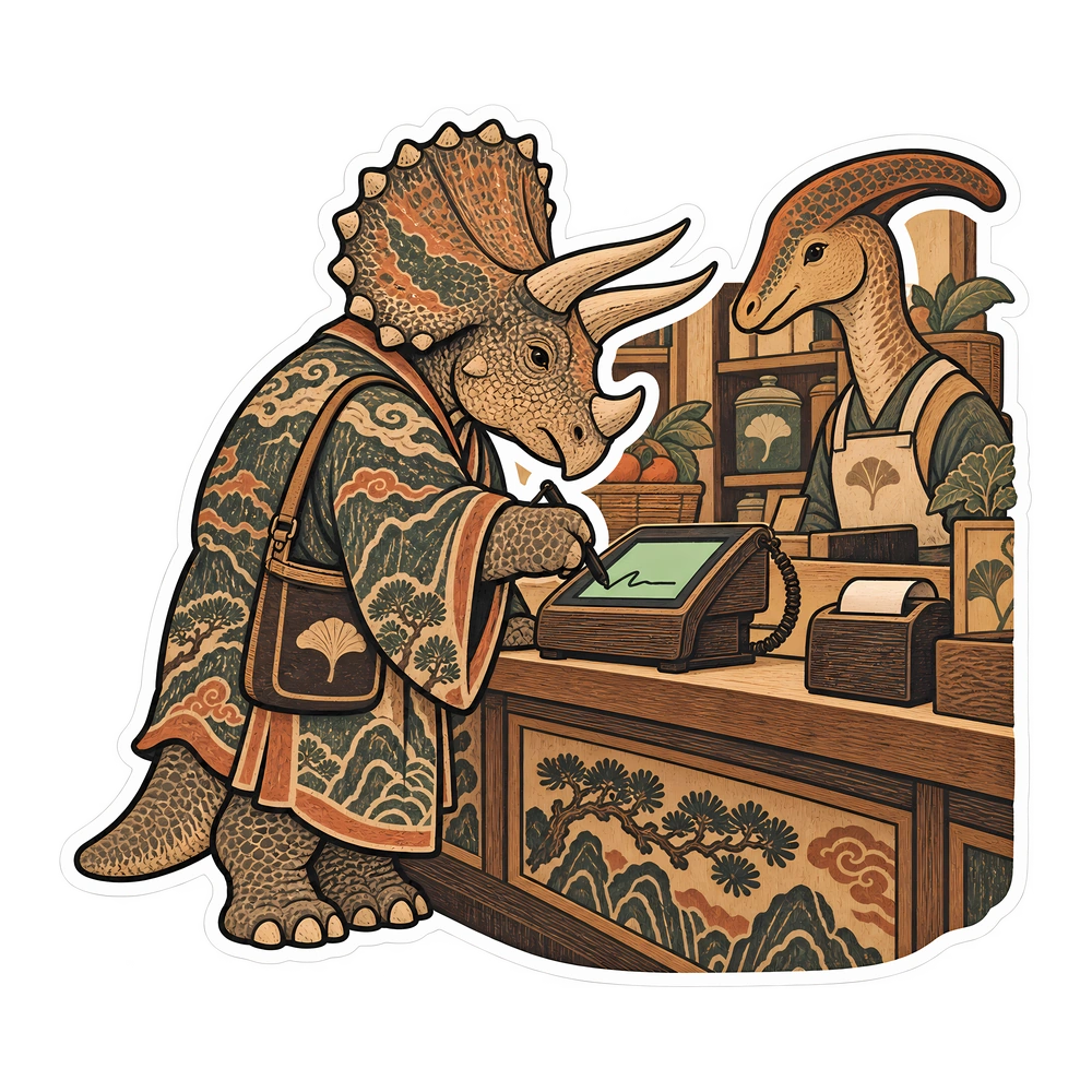 Triceratops, Signing on the little screen dinosaur sticker