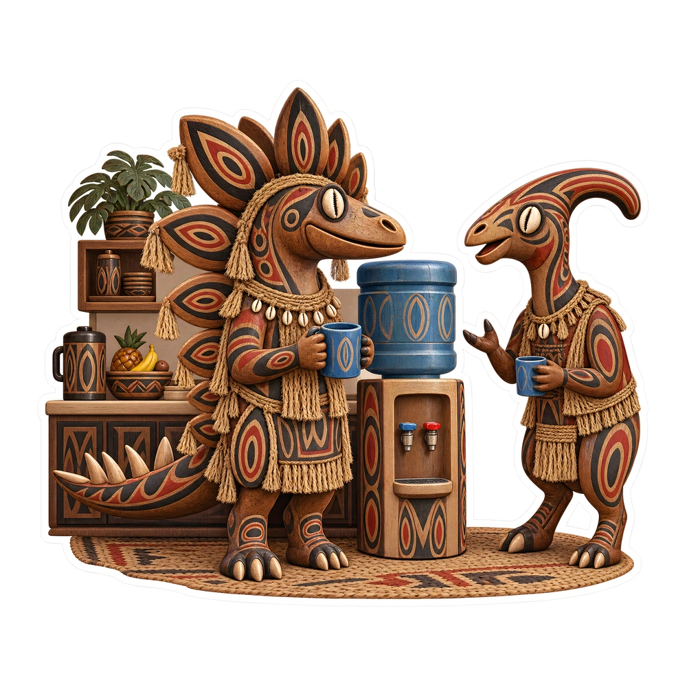 Stegosaurus, At the breakroom water cooler dinosaur sticker