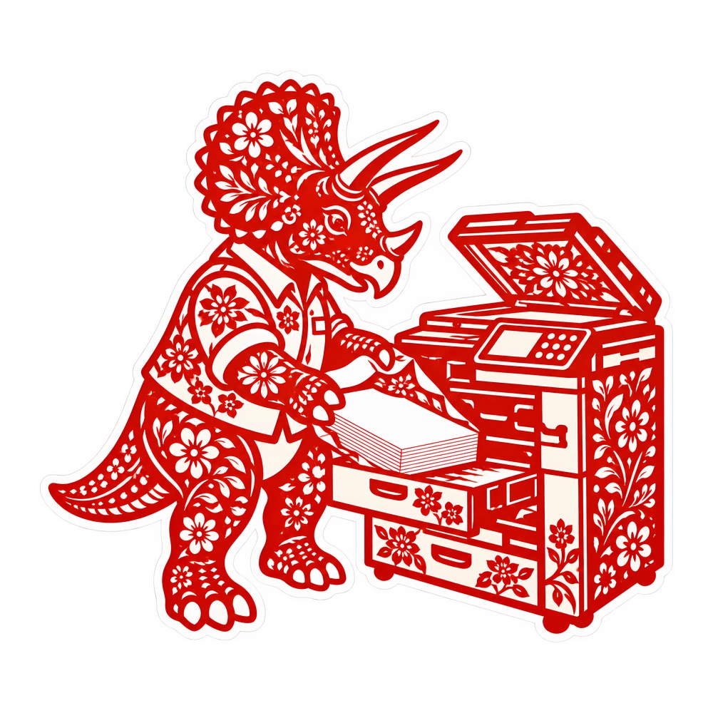 Triceratops, Loading the copier dinosaur sticker
