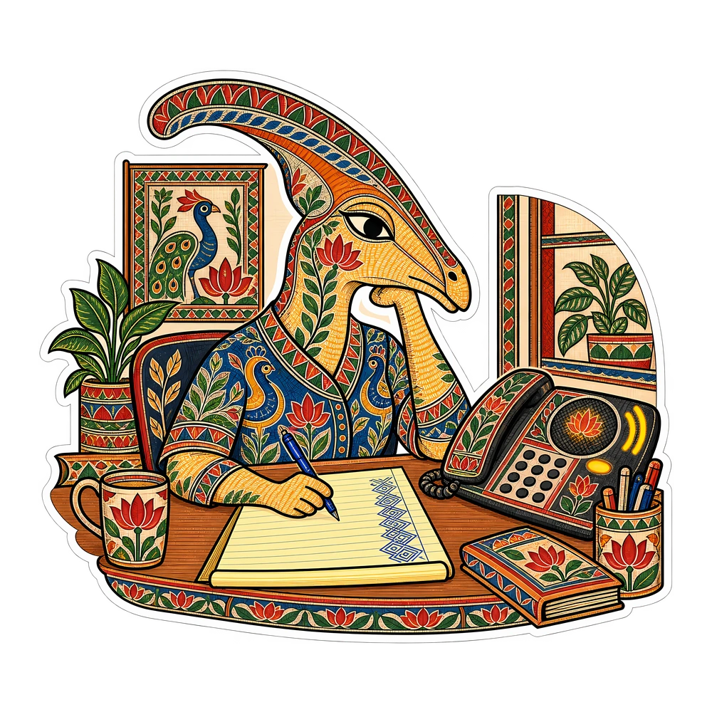 Parasaurolophus, Doodling while on hold dinosaur sticker
