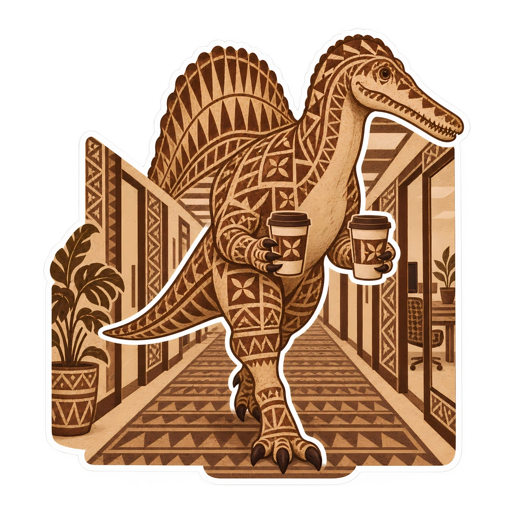 Spinosaurus, Carrying two coffees without a tray dinosaur sticker