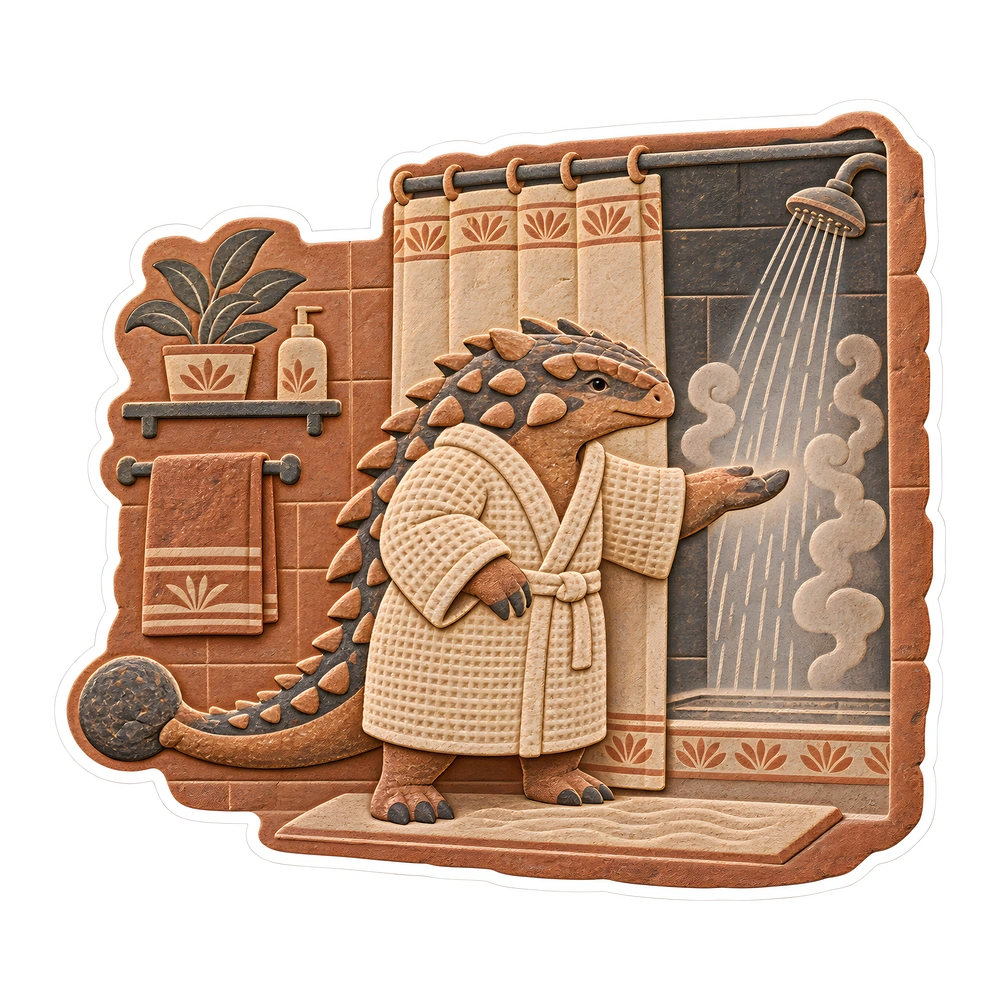 Ankylosaurus, Testing the shower temperature dinosaur sticker