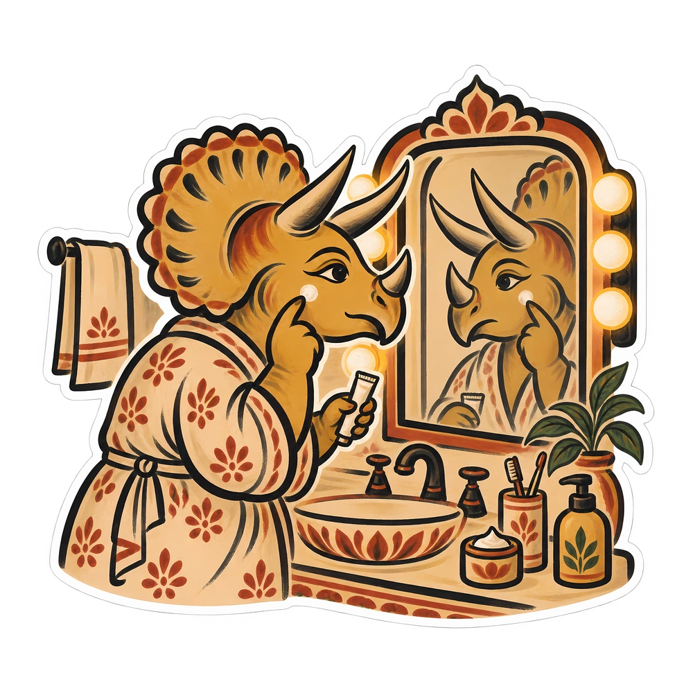 Triceratops, Spot-treating a blemish dinosaur sticker