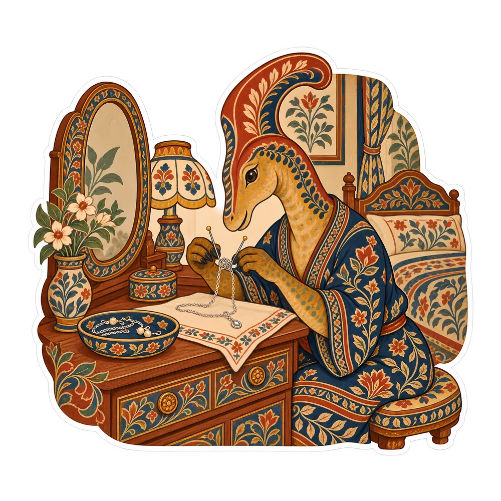 Corythosaurus, Untangling the necklace dinosaur sticker