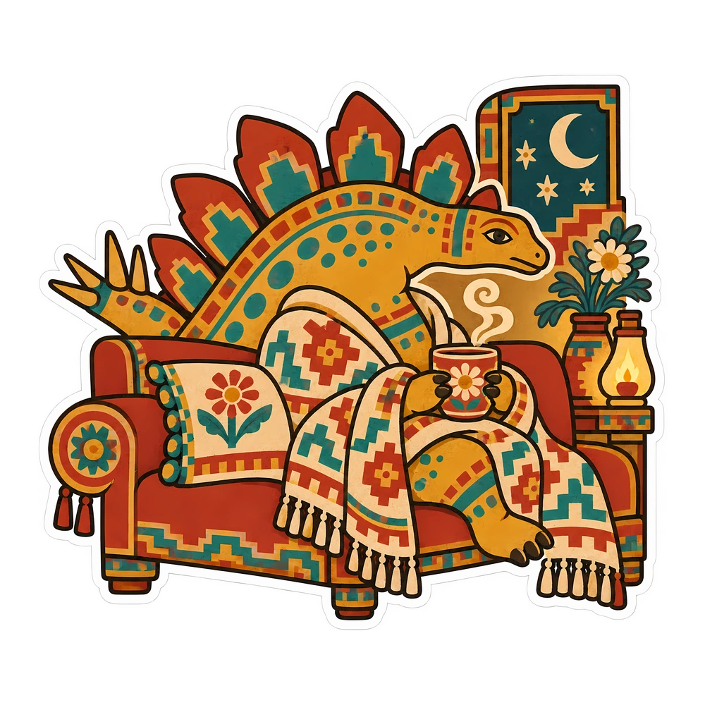 Stegosaurus, Tea and absolutely no plans dinosaur sticker