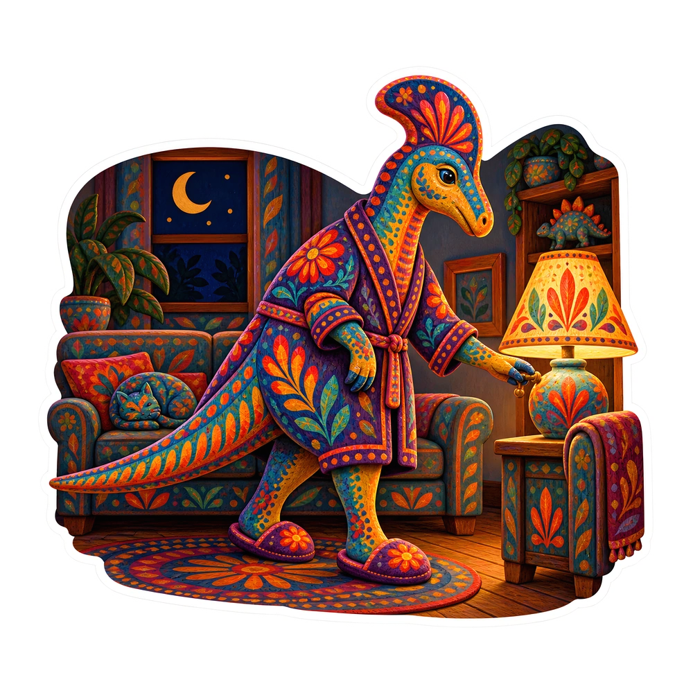 Corythosaurus, Turning off the living room lamps dinosaur sticker