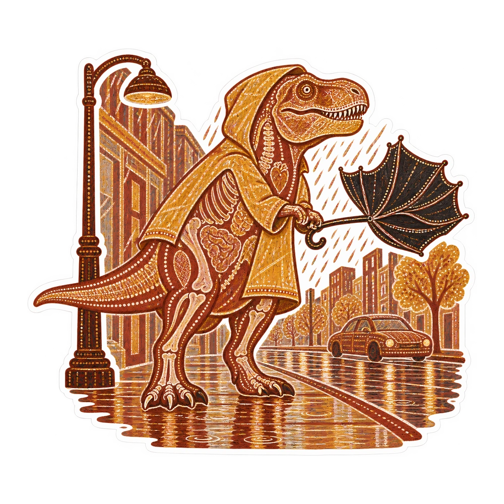 T. rex, The inside-out umbrella dinosaur sticker