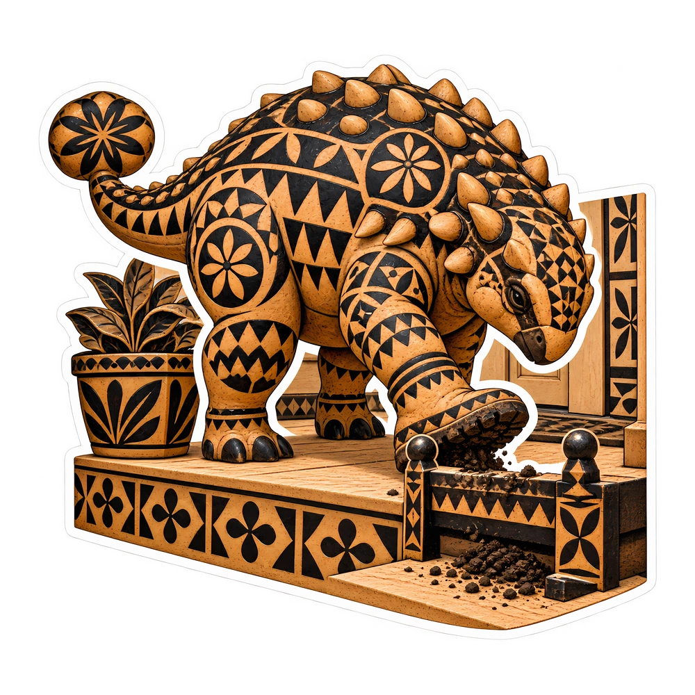 Ankylosaurus, At the porch boot scraper dinosaur sticker