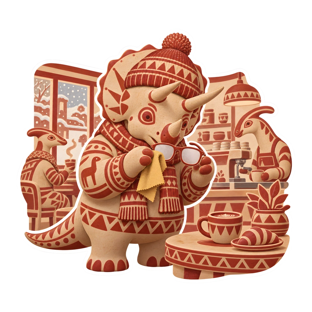 Triceratops, Wiping fogged eyeglasses dinosaur sticker