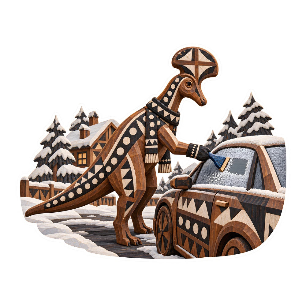 Corythosaurus, Scraping ice off the windshield dinosaur sticker