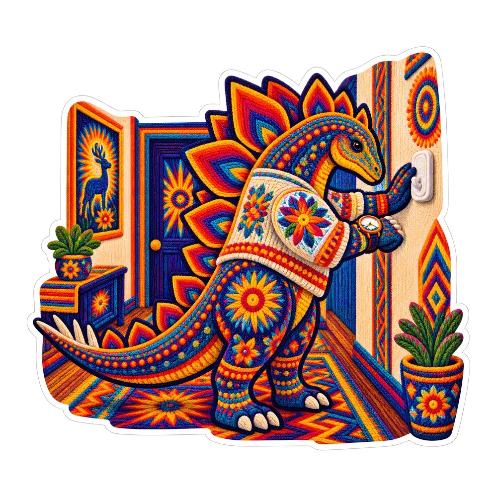 Stegosaurus, Pressing an adhesive wall hook dinosaur sticker