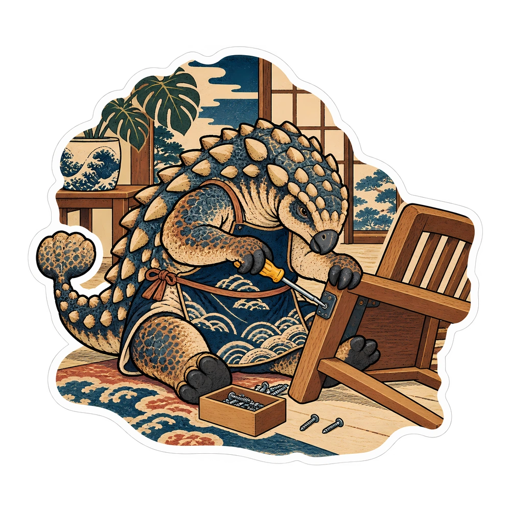 Ankylosaurus, Fixing the wobbly chair dinosaur sticker