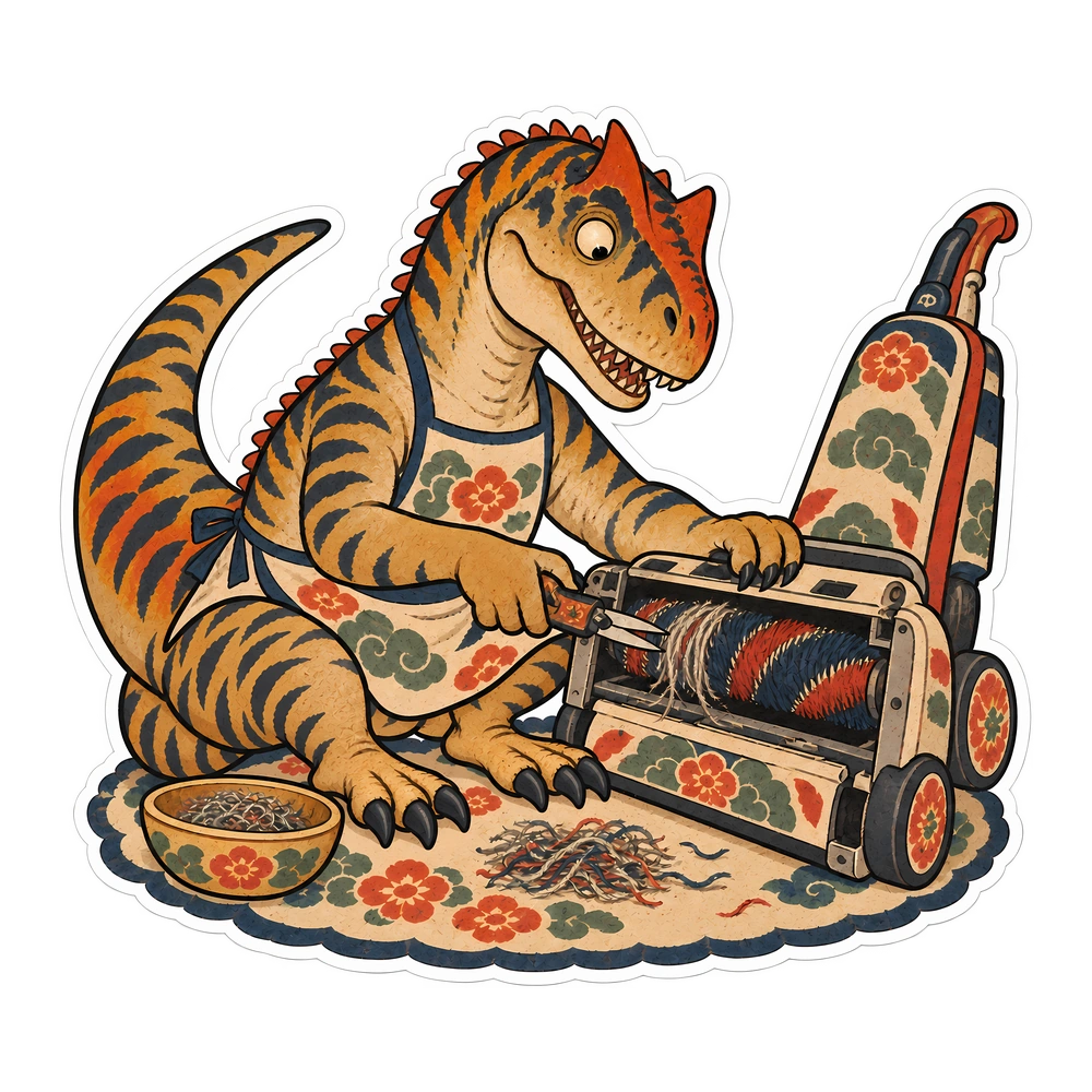 Allosaurus, Cleaning the vacuum cleaner dinosaur sticker
