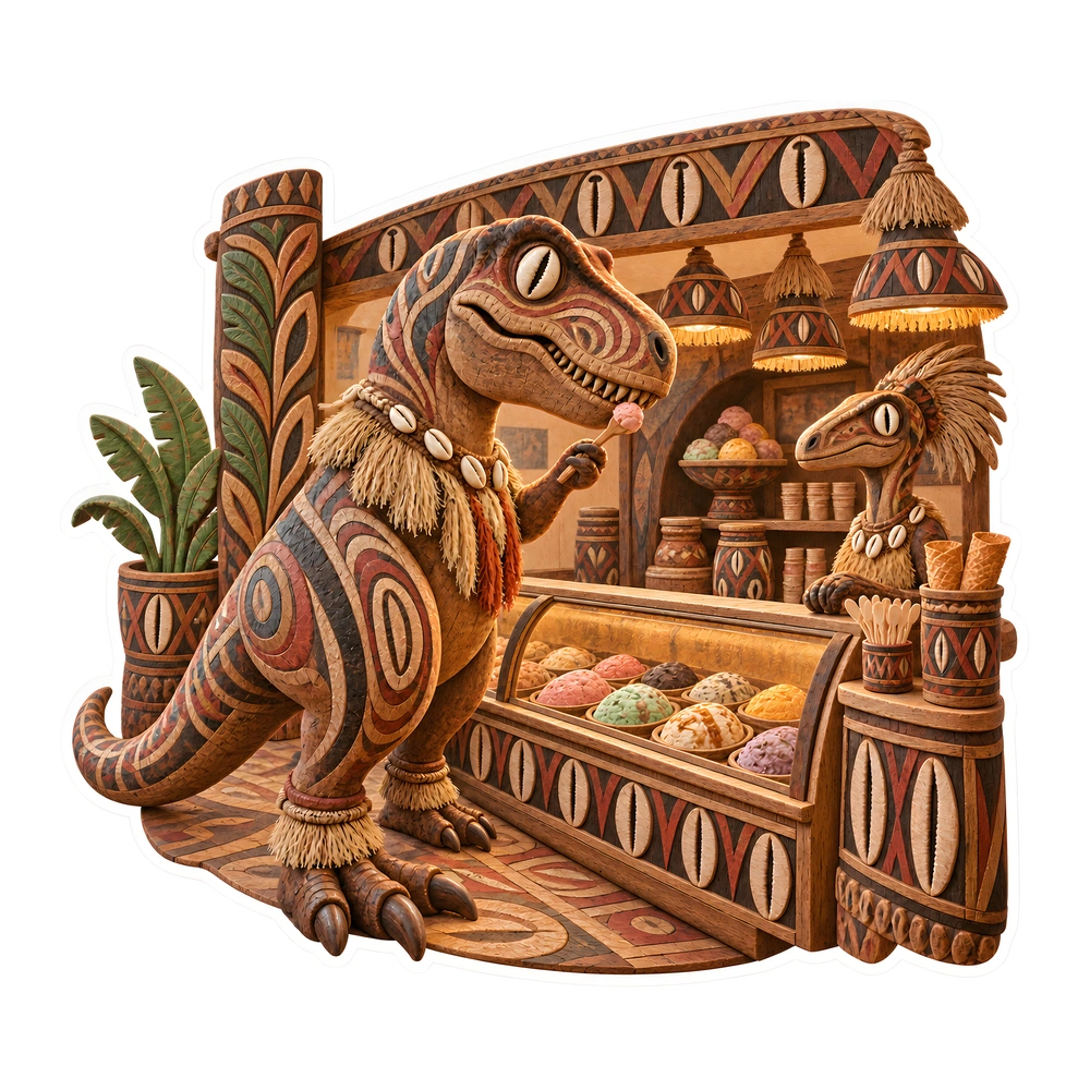 T. rex, The ice cream sample dinosaur sticker