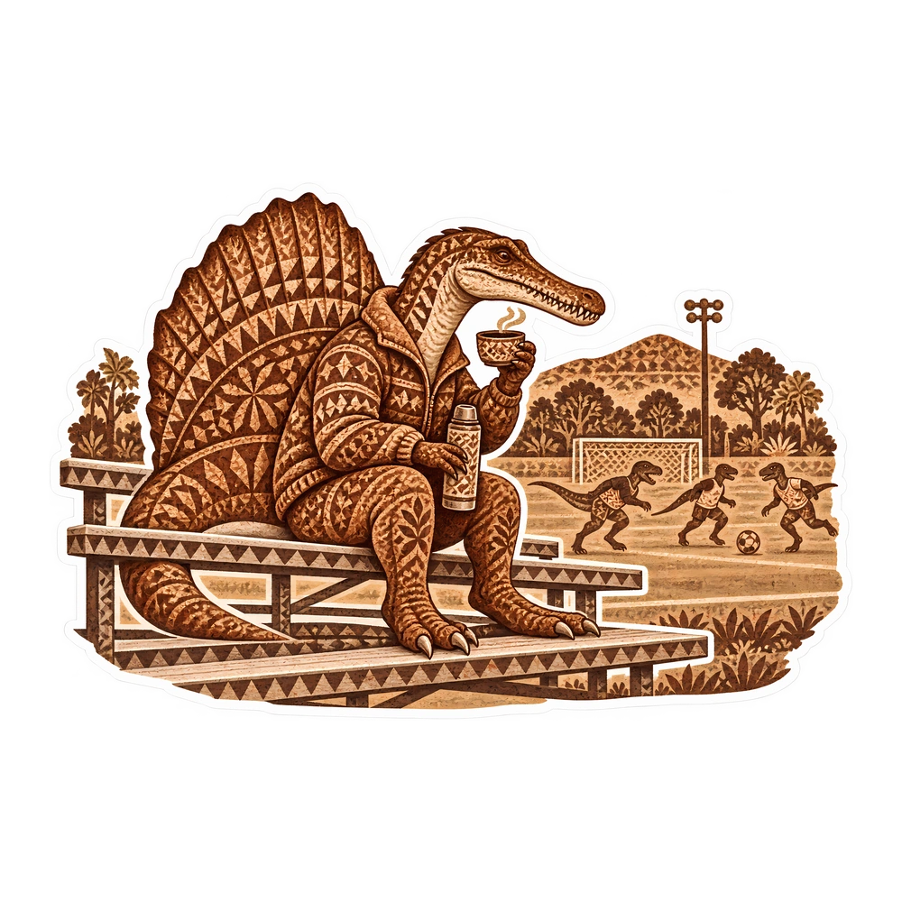 Spinosaurus, Coffee on the sidelines dinosaur sticker