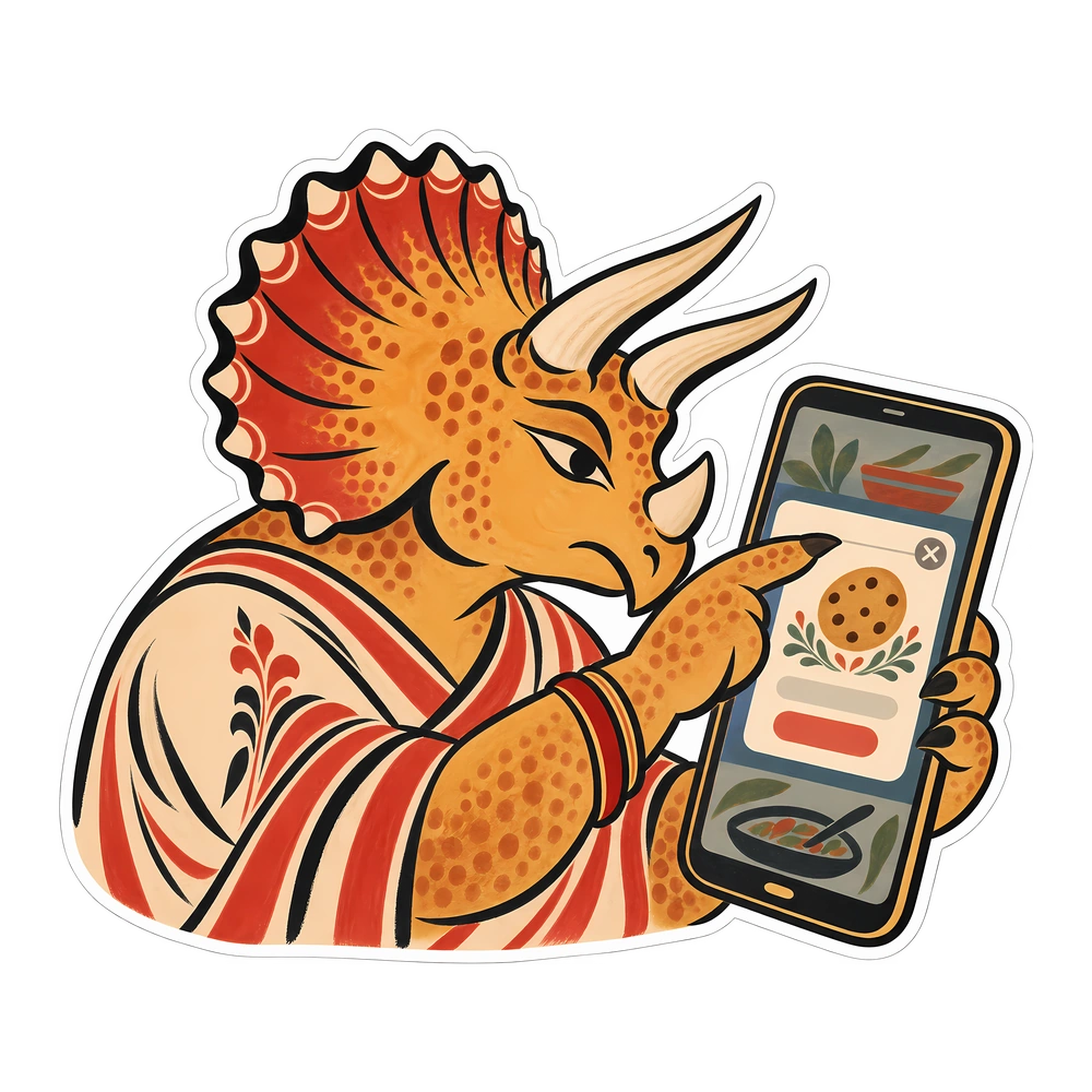 Triceratops, The cookie banner dinosaur sticker