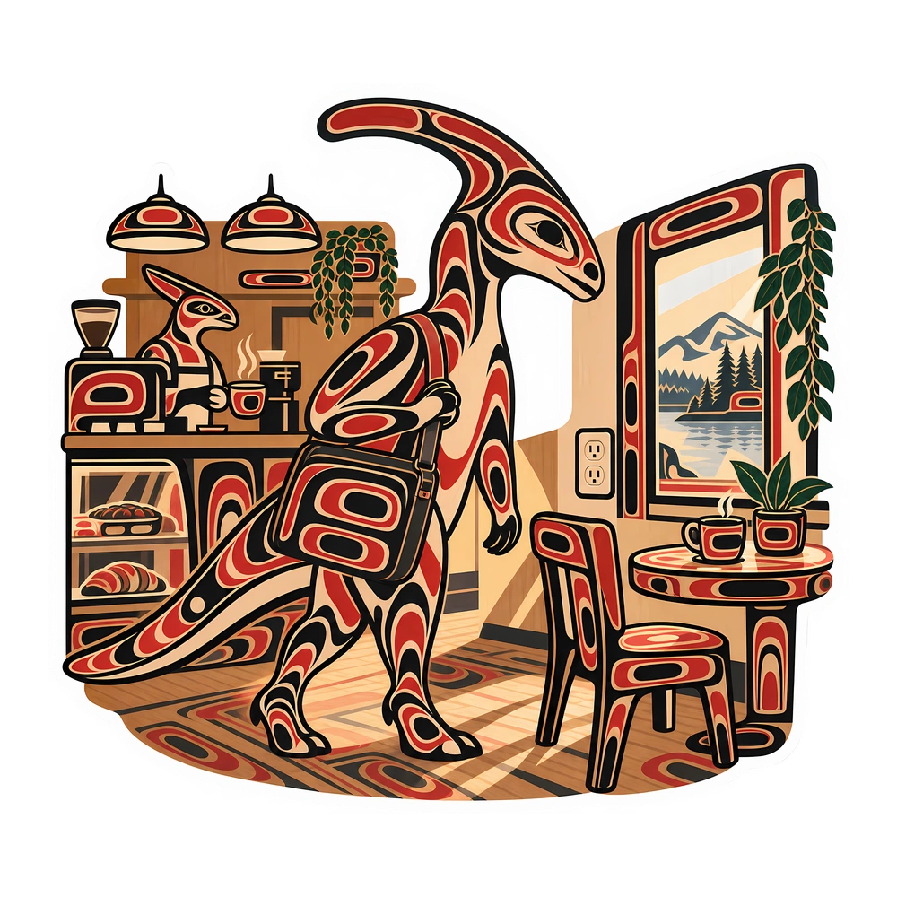 Parasaurolophus, Finding the cafe outlet dinosaur sticker