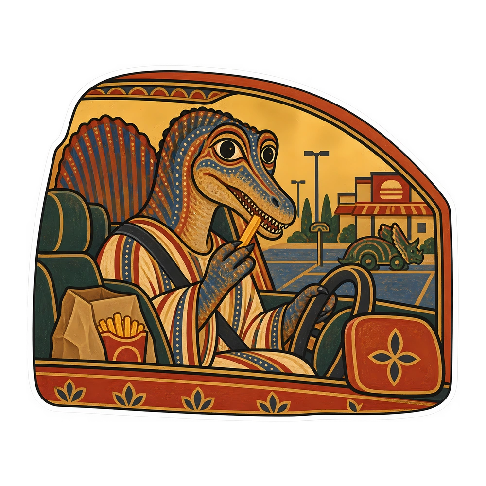 Spinosaurus, A few fries before driving dinosaur sticker