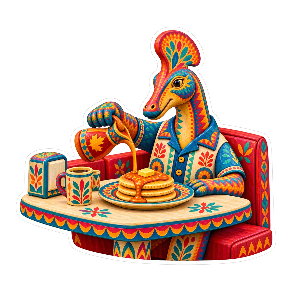 Corythosaurus, Syrup on the pancakes dinosaur sticker