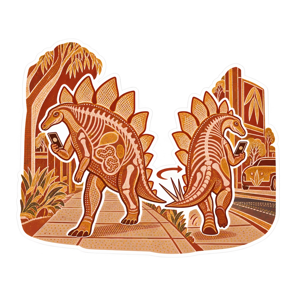 Stegosaurus, The casual sidewalk turnaround dinosaur sticker