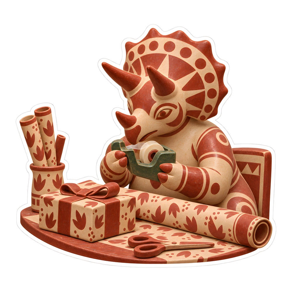 Triceratops, Finding the end of the tape dinosaur sticker