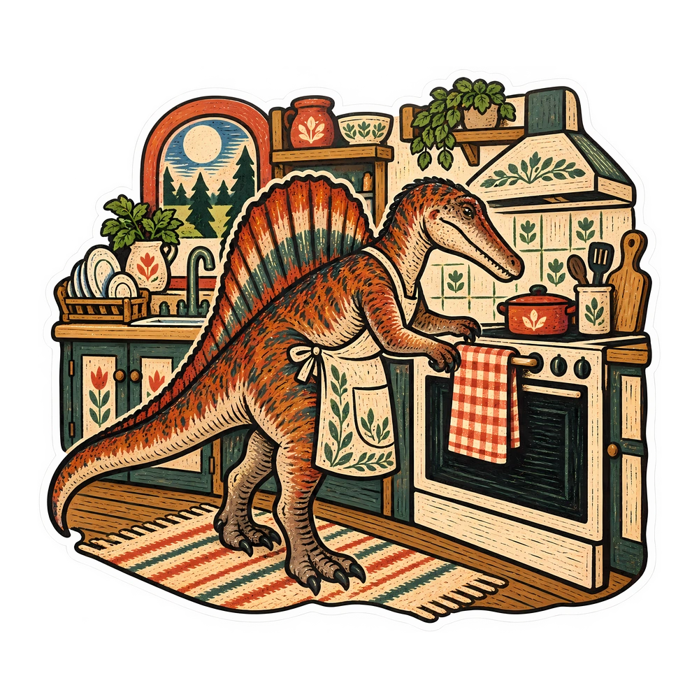 Spinosaurus, Hanging up the dish towel dinosaur sticker