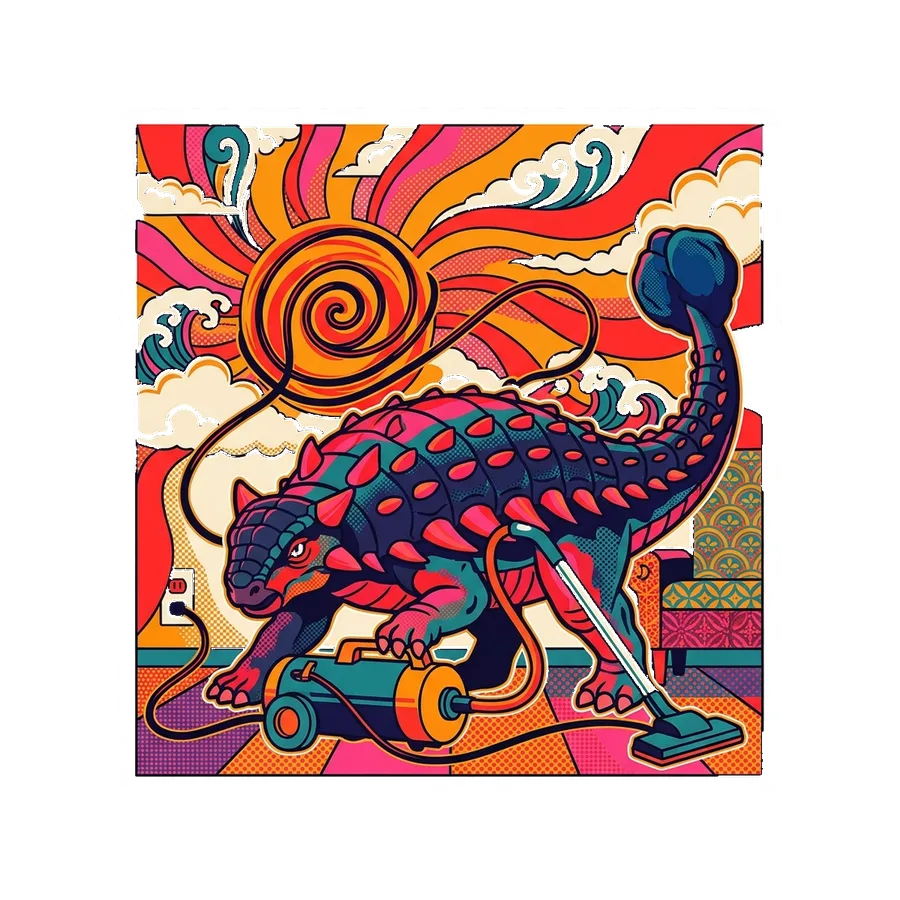 Ankylosaurus — Vacuuming dinosaur sticker, Kaiju Sunrise collection